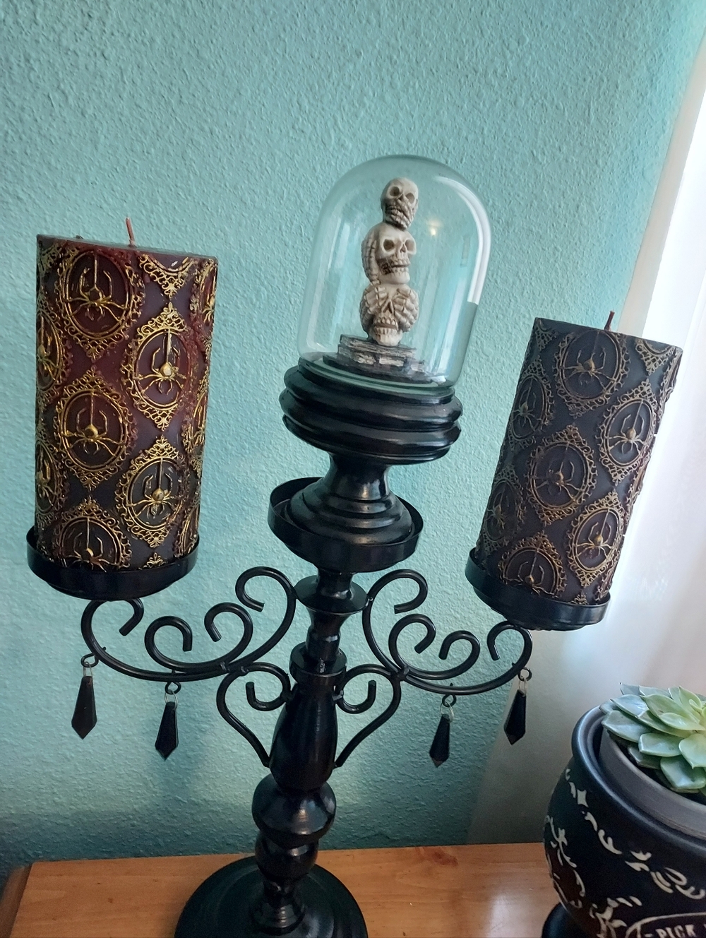 Engarved Spiderweb CandlesBlack, Brown, And Gold